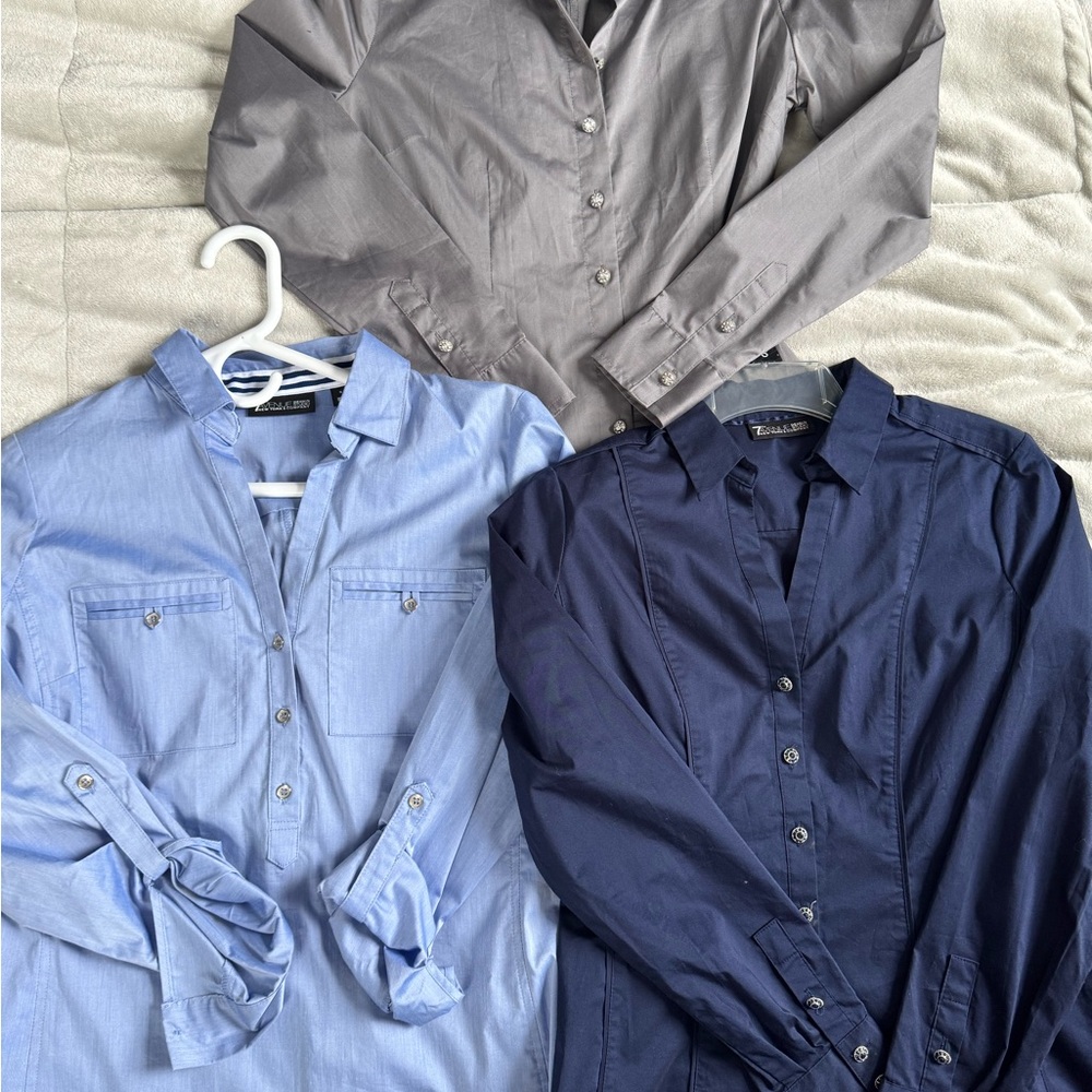 ⚠️3 Button-Down Shirt Set in Blue and Gray⚠️